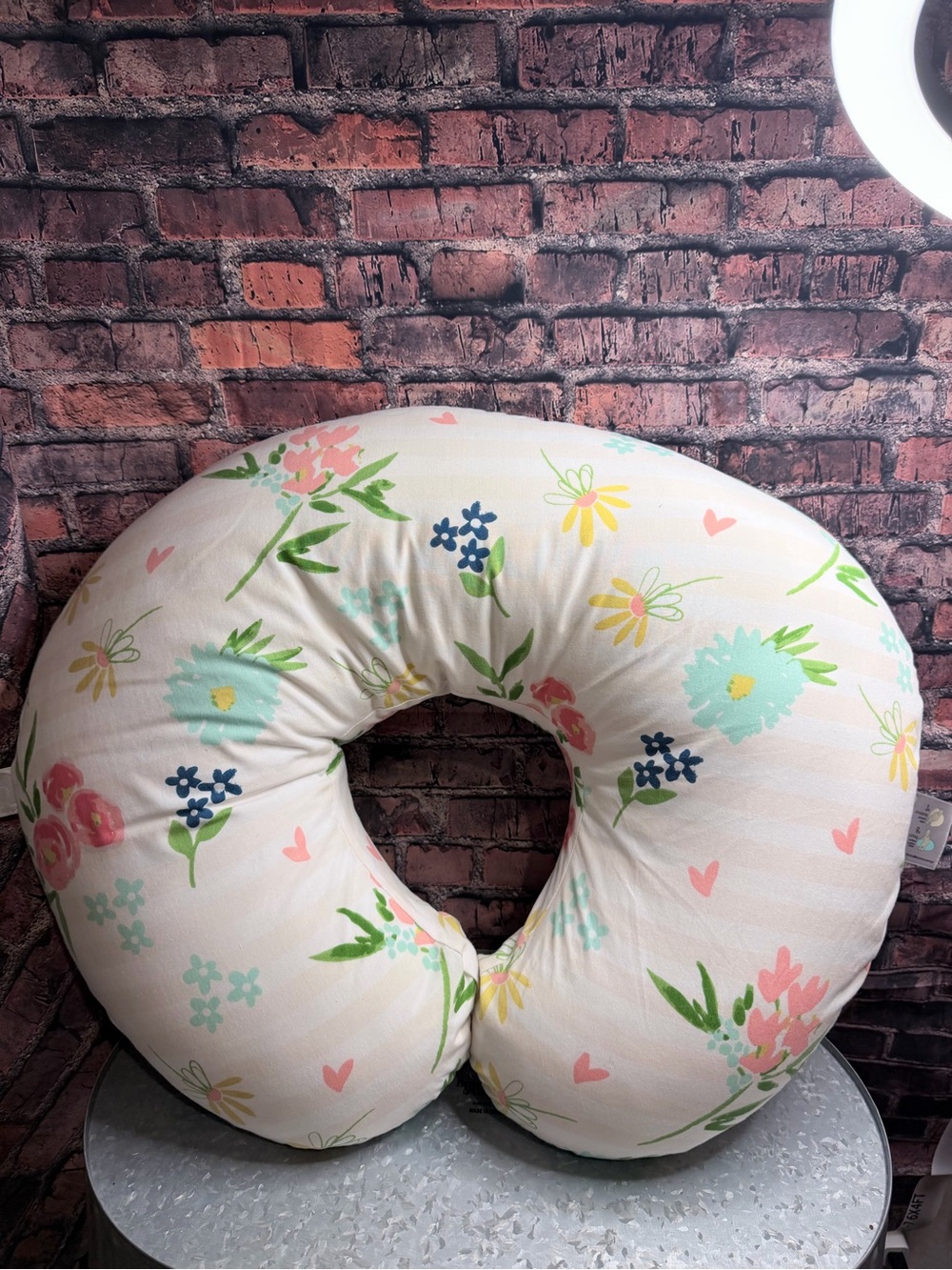 Boppy Floral Nursing Pillow in Cream with Mint, Coral, Yellow & Navy Accents